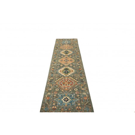 Tappeto Tribal Pakistan azzurro marrone 80x303