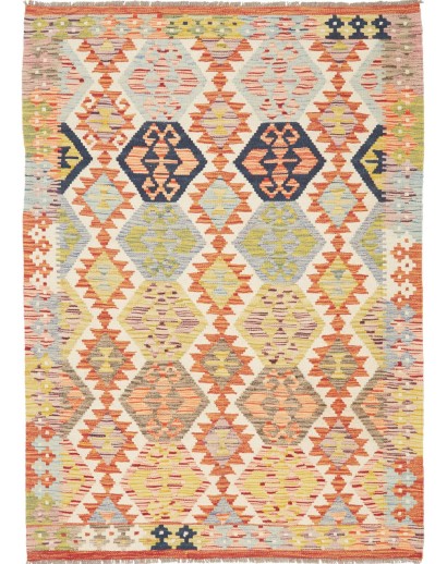 Tappeto Kilim Afghanistan marrone rosso 126x181