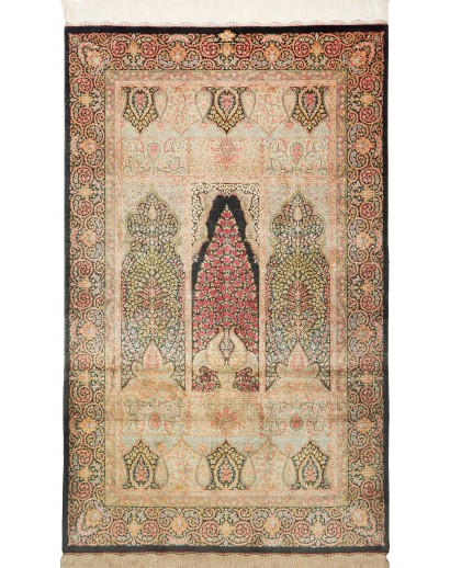 Tappeto Ghom seta Persia marrone 98x158