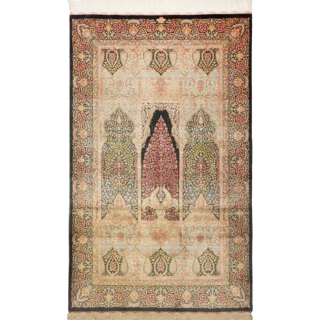 Tappeto Ghom seta Persia marrone 98x158
