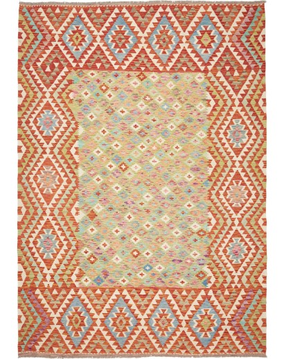 Tappeto Kilim Afghanistan marrone rosso 204x294