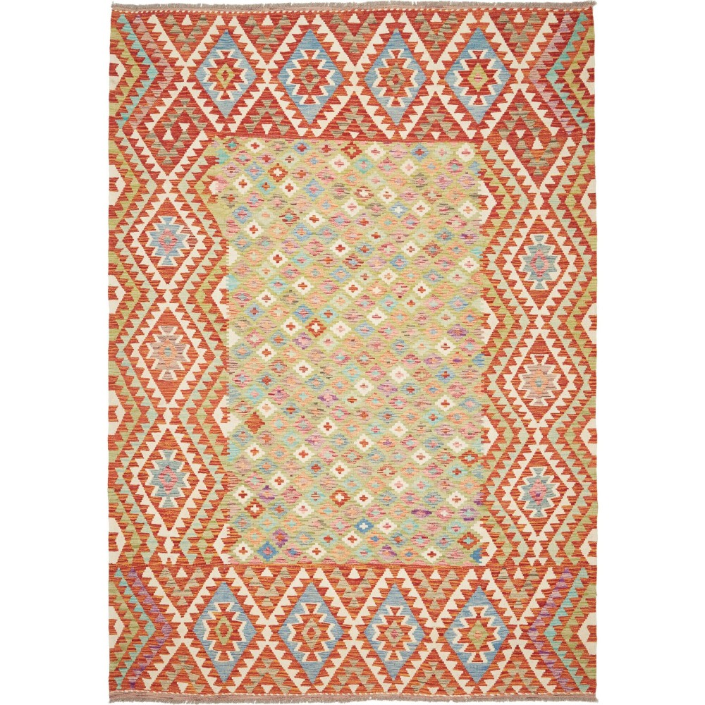 Tappeto Kilim Afghanistan marrone rosso 204x294