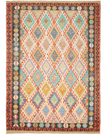 Tappeto Kilim Afghanistan marrone verde 206x289