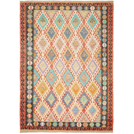 Tappeto Kilim Afghanistan marrone verde 206x289