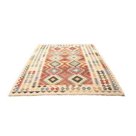 Tappeto Kilim Afghanistan giallo azzurro 183x238