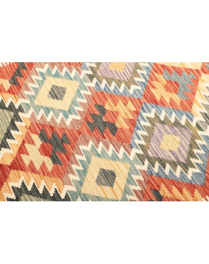 Tappeto Kilim Afghanistan giallo azzurro 183x238