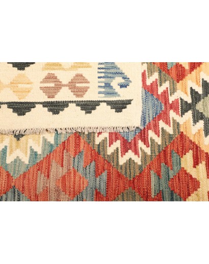 Tappeto Kilim Afghanistan giallo azzurro 183x238