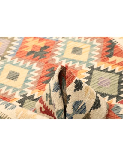 Tappeto Kilim Afghanistan giallo azzurro 183x238