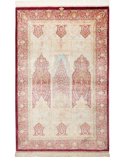 Tappeto Ghom seta Persia bianco 103x157