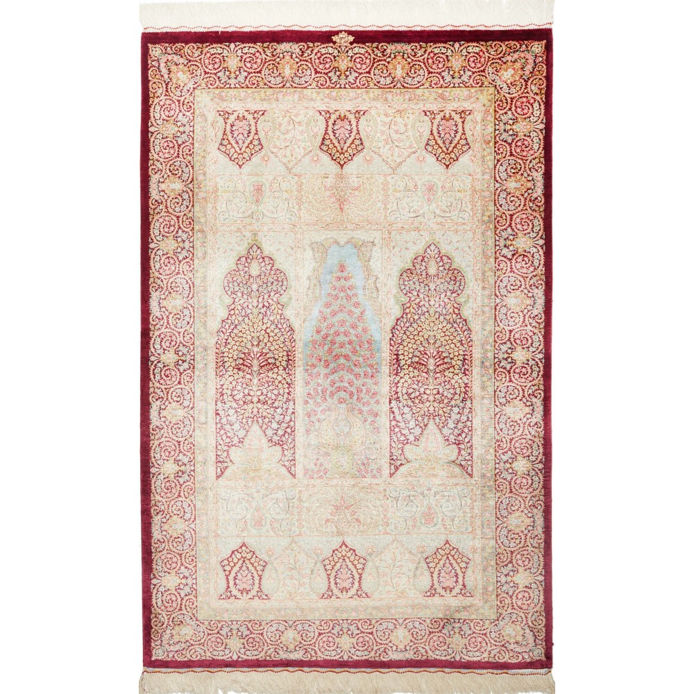 Tappeto Ghom seta Persia bianco 103x157 Tappeto Ghom seta Persia bianco 103x157