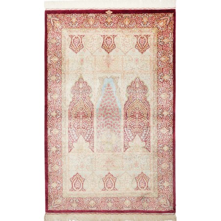 Tappeto Ghom seta Persia bianco 103x157