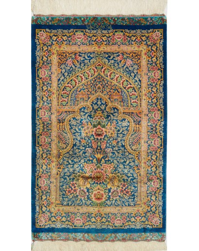 Tappeto Ghom seta Persia marrone grigio 59x97