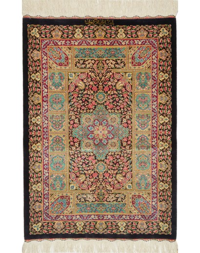 Tappeto Ghom seta Persia marrone grigio 61x87