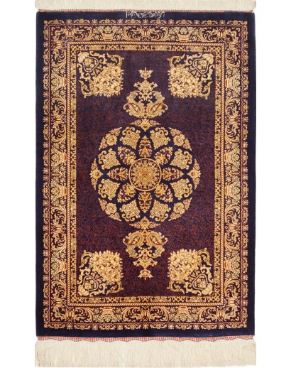 Tappeto Ghom seta Persia marrone 61x90