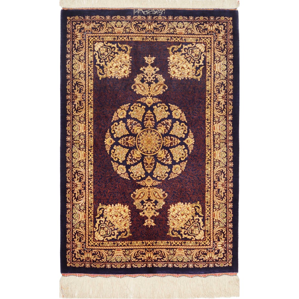 Tappeto Ghom seta Persia marrone 61x90 Tappeto Ghom seta Persia marrone 61x90