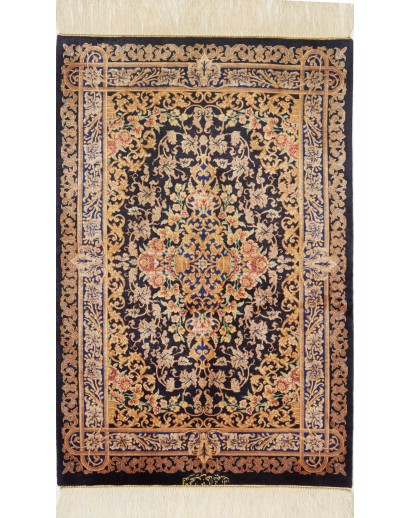 Tappeto Ghom seta Persia marrone grigio 60x90