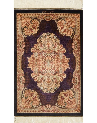 Tappeto Ghom seta Persia marrone 60x91