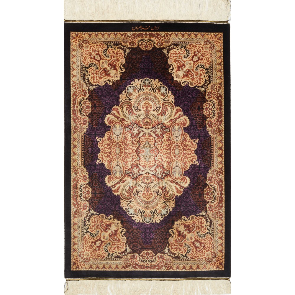 Tappeto Ghom seta Persia marrone 60x91 Tappeto Ghom seta Persia marrone 60x91