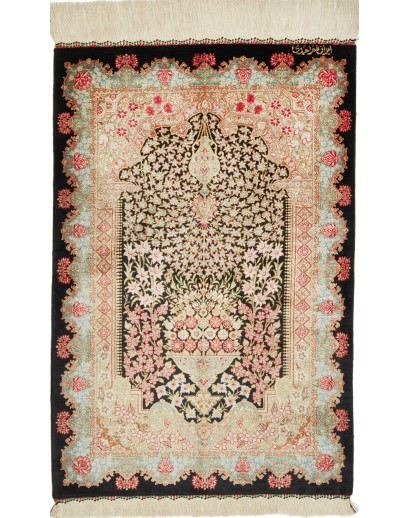 Tappeto Ghom seta Persia marrone 60x89