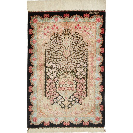 Tappeto Ghom seta Persia giallo marrone 60x89
