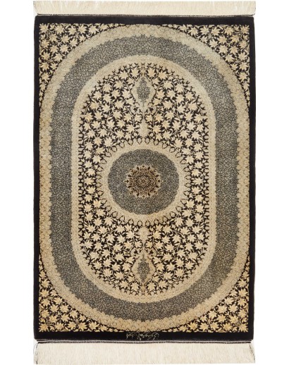 Tappeto Ghom seta Persia marrone grigio 61x91