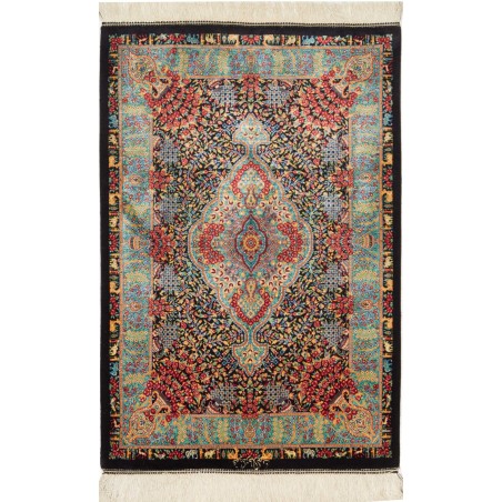 Tappeto Ghom seta Persia beige grigio 61x91
