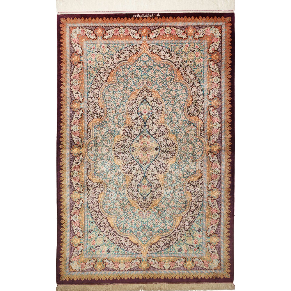 Tappeto Ghom seta Persia marrone bianco 102x153 Tappeto Ghom seta Persia marrone bianco 102x153