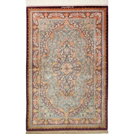 Tappeto Ghom seta Persia marrone bianco 102x153
