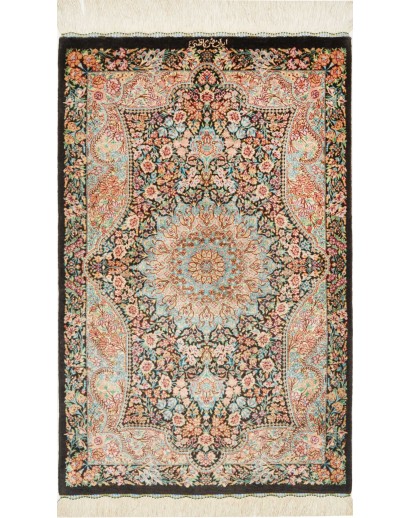 Tappeto Ghom seta Persia marrone grigio 58x90