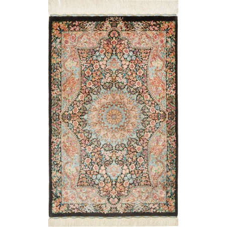 Tappeto Ghom seta Persia marrone grigio 58x90