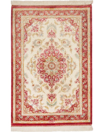 Tappeto Ghom seta Persia giallo 60x87