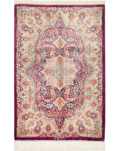 Tappeto Ghom seta Persia beige marrone 61x94