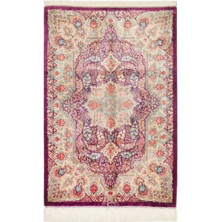 Tappeto Ghom seta Persia beige grigio 61x94