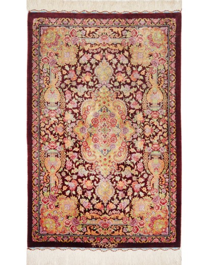 Tappeto Ghom seta Persia marrone 60x90