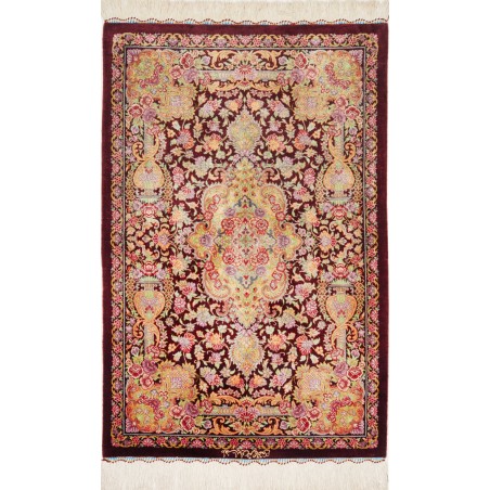 Tappeto Ghom seta Persia marrone 60x90