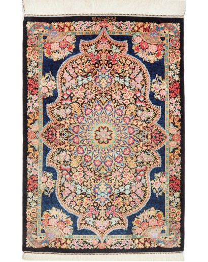 Tappeto Ghom seta Persia marrone 60x91