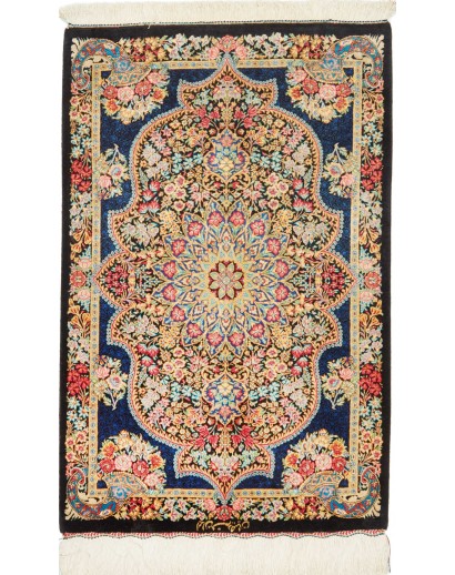 Tappeto Ghom seta Persia marrone 58x89
