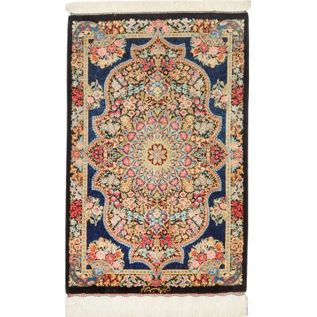 Tappeto Ghom seta Persia marrone grigio 58x89