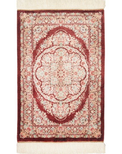 Tappeto Ghom seta Persia giallo marrone 61x91