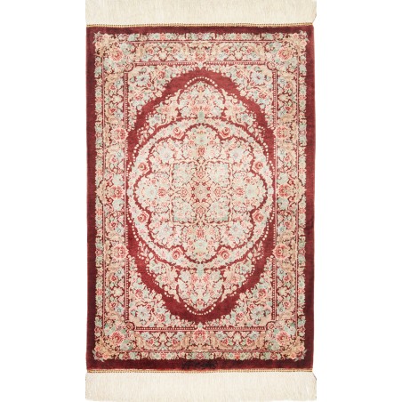 Tappeto Ghom seta Persia giallo marrone 61x91