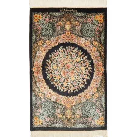 Tappeto Ghom seta Persia marrone verde 59x93