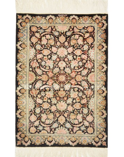 Tappeto Ghom seta Persia marrone 60x87