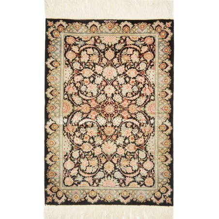 Tappeto Ghom seta Persia marrone blu 60x87