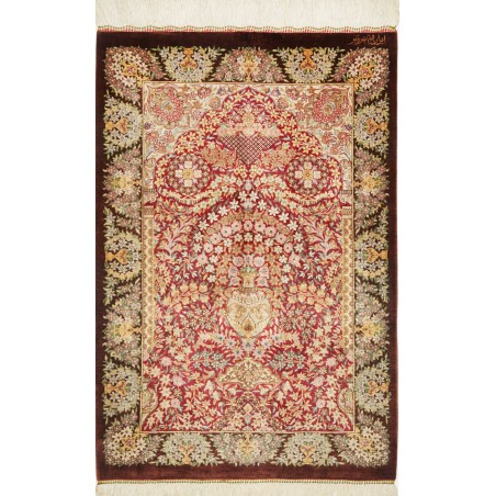 Tappeto Ghom seta Persia marrone 63x94