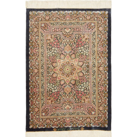 Tappeto Ghom seta Persia marrone verde 62x90