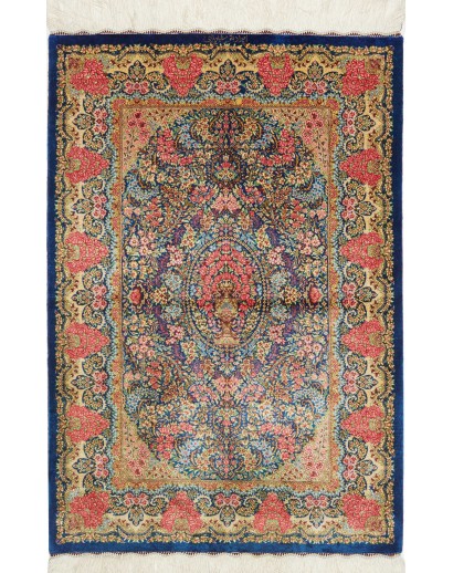 Tappeto Ghom seta Persia marrone grigio 81x120