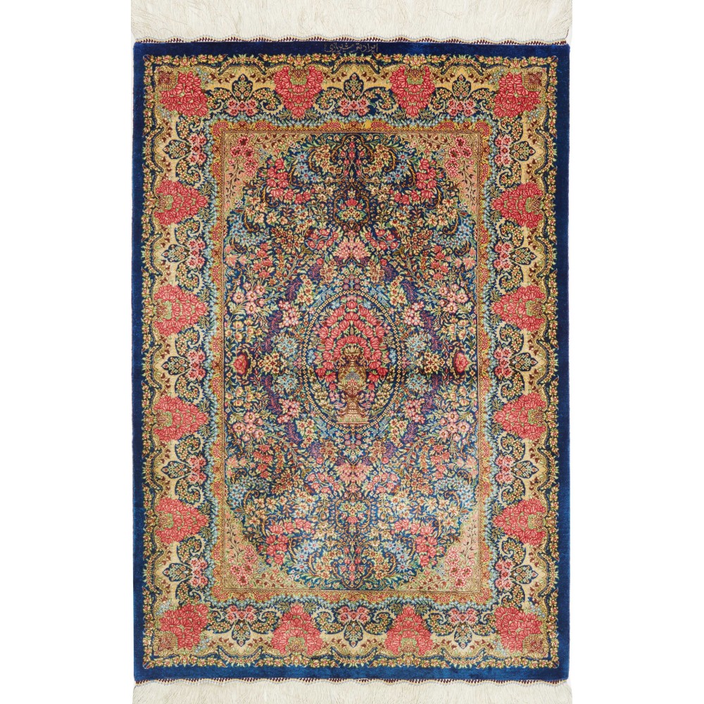 Tappeto Ghom seta Persia marrone grigio 81x120 Tappeto Ghom seta Persia marrone grigio 81x120