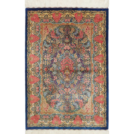Tappeto Ghom seta Persia marrone grigio 81x120