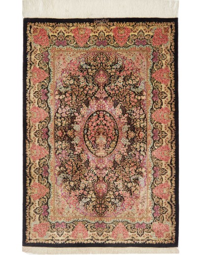 Tappeto Ghom seta Persia marrone 79x120