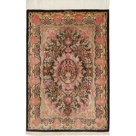 Tappeto Ghom seta Persia marrone 79x120